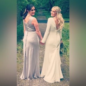 GHOST London bridesmaid dress in color “silver lake”. Ordered from BHLDN.